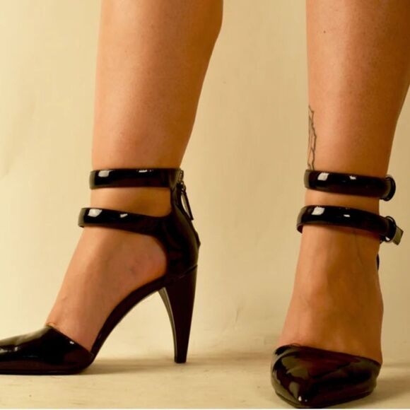 Marc by Marc Jacobs Black Pointed Toe Patent Leather Heels Size 41 - Picture 1 of 14
